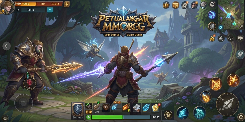 Tangkapan layar gameplay H89 yang menampilkan pertarungan epik dalam dunia MMORPG.