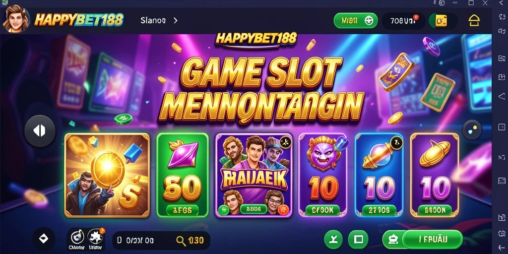Tampilan gameplay Slot yang menarik dan penuh warna di HAPPYBET188.