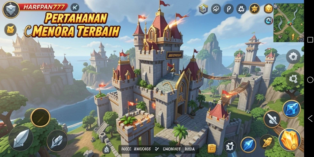 Screenshot gameplay HARAPAN777 menampilkan pertahanan menara yang mendebarkan.