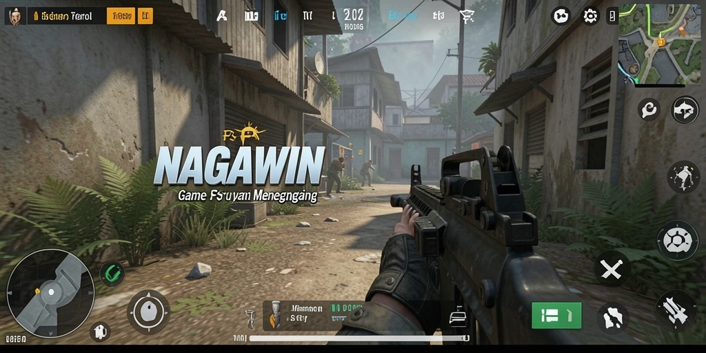 Tangkapan layar utama NAGAWIN menunjukkan aksi seru dalam pertempuran FPS.