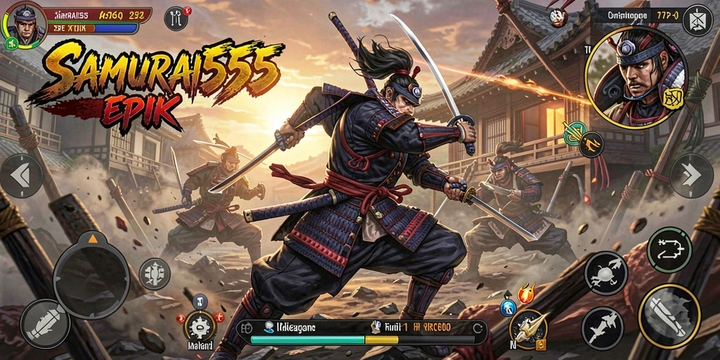 Tampilan gameplay Action SAMURAI555 yang mendebarkan dan penuh aksi.