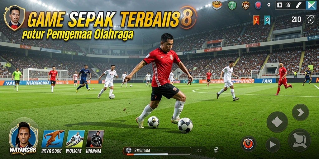 Tangkapan layar dari gameplay seru WAYANG88 yang menunjukkan aksi sepak bola.
